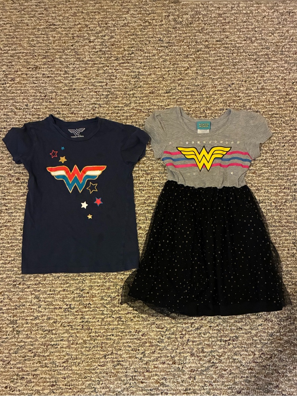 Girls Wonder Woman Dress and Tee Set - Gray/Black & Navy Size 6